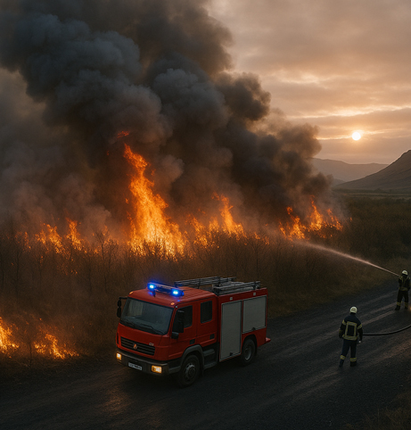Gróðureldar - mynd gerð með aðstoð spunagreindar.